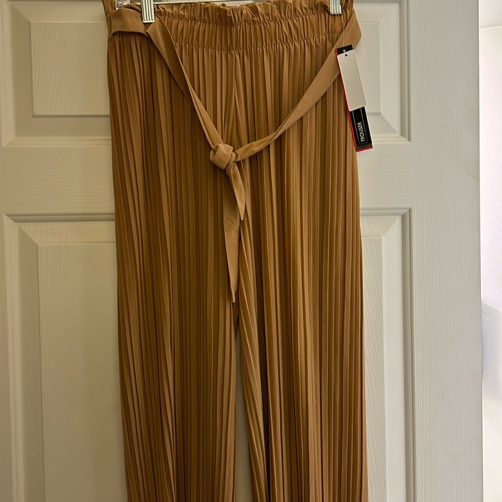Tan pleaded thin pants - XL
